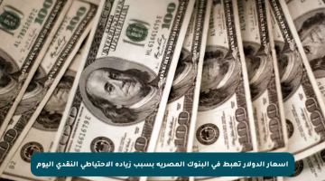 أسعار الدولار تهبط في البنوك المصرية بسبب زيادة الاحتياطي النقدي اليوم